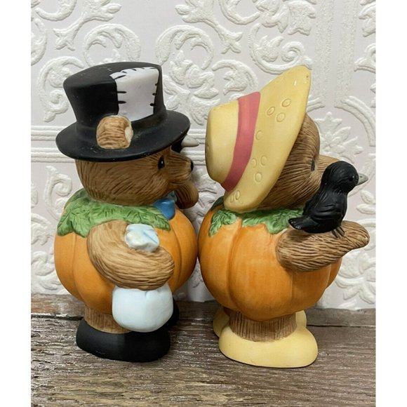 Vintage Halloween Home Interiors  Pumpkin Patch Bears Set Kitschy Great Gift - Picture 4 of 9